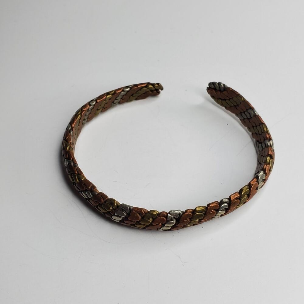 Vintage Copper Multicolored open wrist cuff bracelet Large 3" across - Picture 4 of 6